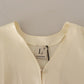 Blouse Off White Silk Short Sleeves V-neck Top