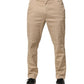 Beige Cotton Skinny Chino Trouser Pants