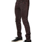 Brown Cotton Mid Waist Skinny Men Denim Jeans