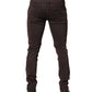 Brown Cotton Mid Waist Skinny Men Denim Jeans