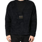 Black Cotton V-Neck Men Sweatshirt Sweater