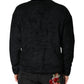 Black Cotton V-Neck Men Sweatshirt Sweater