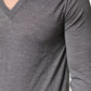 Gray Cashmere V-Neck Men Pullover Sweater