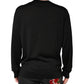 Black Silk Men Crew Neck Pullover Sweater