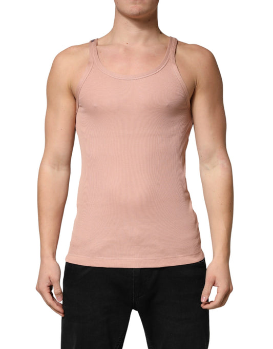 Pink Sleeveless Round Neck Tank Top  T-shirt