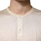 Off White Cotton Blend Men Henley T-shirt