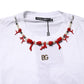 White Cotton Necklace Embellished T-shirt