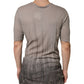 Gray Two Tone Cotton Round Neck Short Sleeves T-shirt