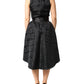 Black Jacquard Deep V-neck Sleeveless 2 Pc Dress