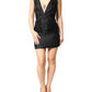 Black Jacquard Deep V-neck Sleeveless 2 Pc Dress