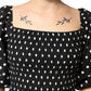 Black White Polka Dot Short Sleeves Mini Dress