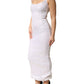 White Polyester Sleeveless Sheath Dress