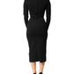 Black Viscose Bodycon Sheath Midi Dress