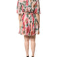 Multicolor Floral Silk Chiffon Pleated Mini Dress