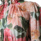 Multicolor Floral Silk Chiffon Pleated Mini Dress