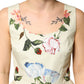 Beige Floral Sleeveless A-line Dress
