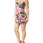 Multicolor Floral Ruched Silk Charmeuse Mini Dress