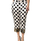 White Black Polka Dot Silk Mid Waist Cropped Pants