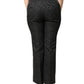 Black Floral Brocade High Waisted Trouser Pants
