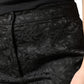 Black Floral Brocade High Waisted Trouser Pants