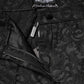 Black Floral Brocade High Waisted Trouser Pants