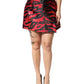 Black Red Jacquard High Waist Mini Skirt