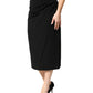 Black Wool High Waist Pencil Cut Midi Skirt