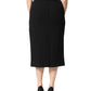 Black Wool High Waist Pencil Cut Midi Skirt