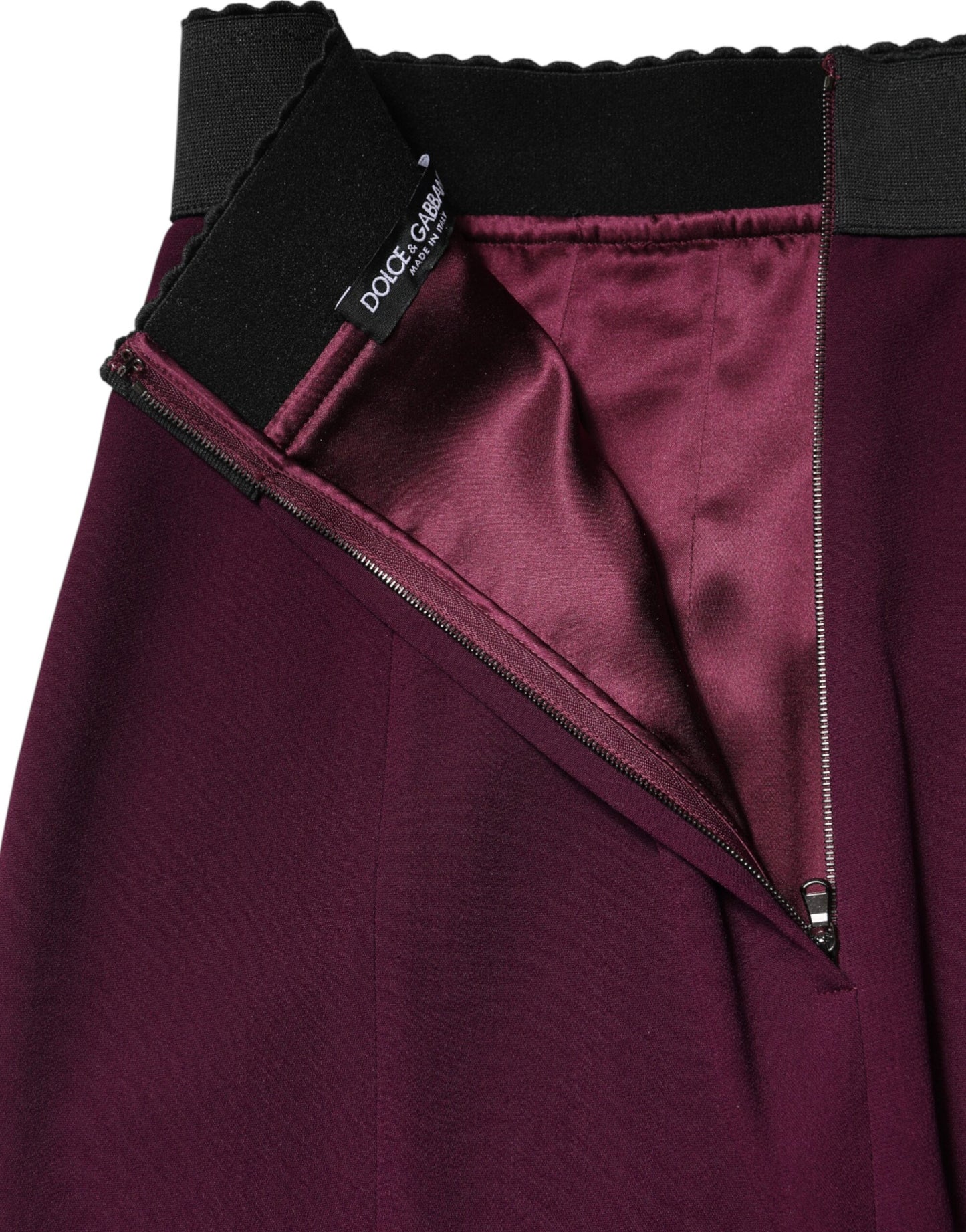 Maroon Mid Waist Pencil Cut Midi Skirt