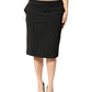 Black Polyester Pencil Cut Knee Length Women Skirt