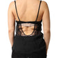 Black Silk Floral Lace Chemise Lingerie Top