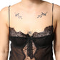 Black Silk Floral Lace Chemise Lingerie Top