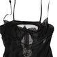 Black Silk Floral Lace Chemise Lingerie Top