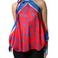 Multicolor Polka Dot Tie Halter Blouse  Top
