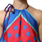 Multicolor Polka Dot Tie Halter Blouse  Top