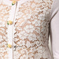 Cream Lace Knit Rose Button Cardigan Sweater