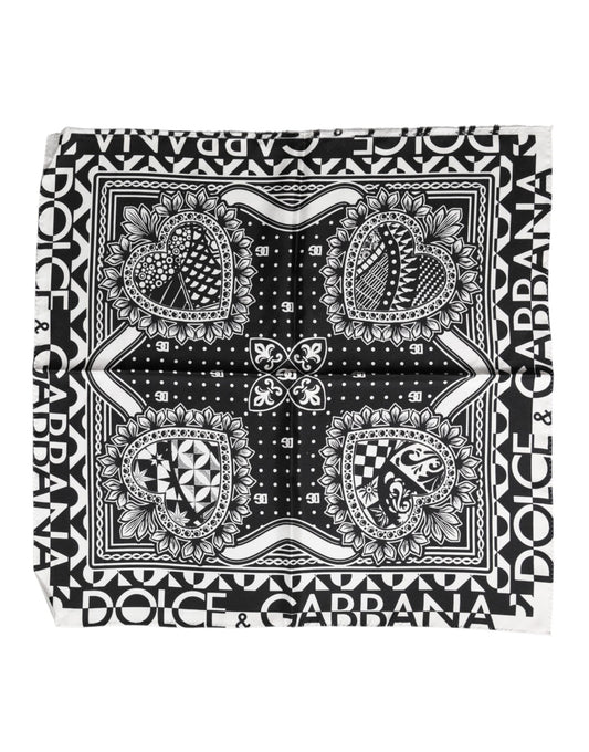 Black Bandana Print Silk Neck Foulard Scarf
