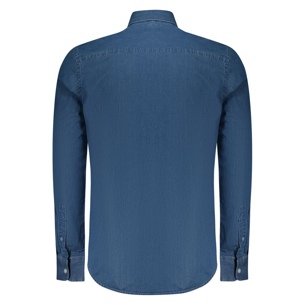 Blue Cotton Men Shirt