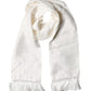 White Satin Silk Fringes Neck Foulard  Scarf