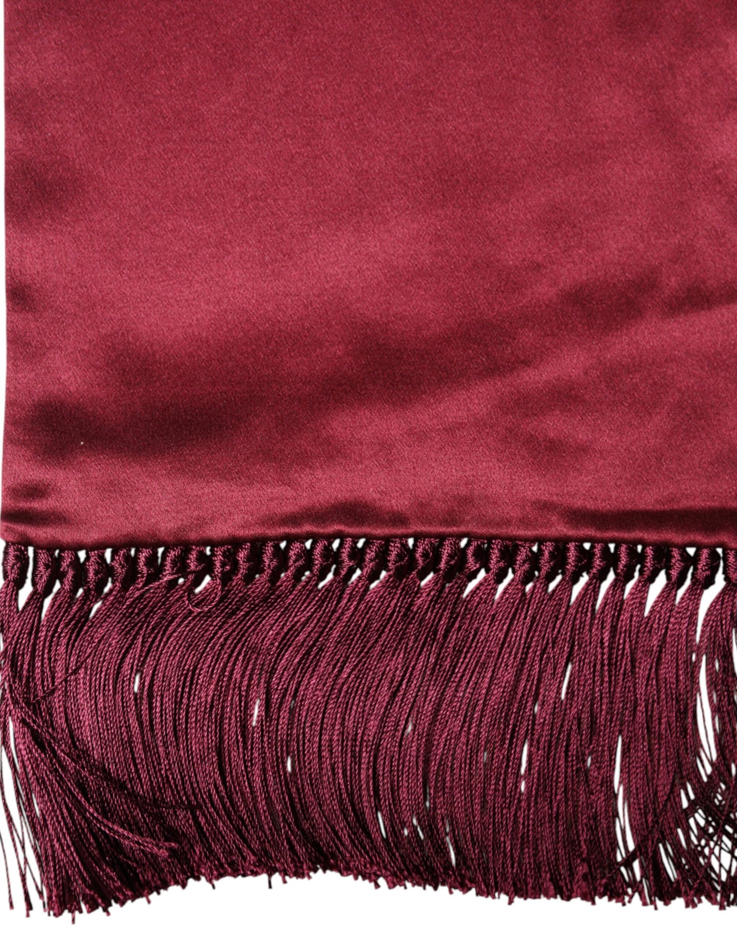 Red Satin Silk Fringes Neck Foulard Scarf