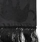 Black Satin Silk Fringes Neck Foulard Scarf