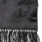Black Satin Silk Fringes Neck Foulard Scarf