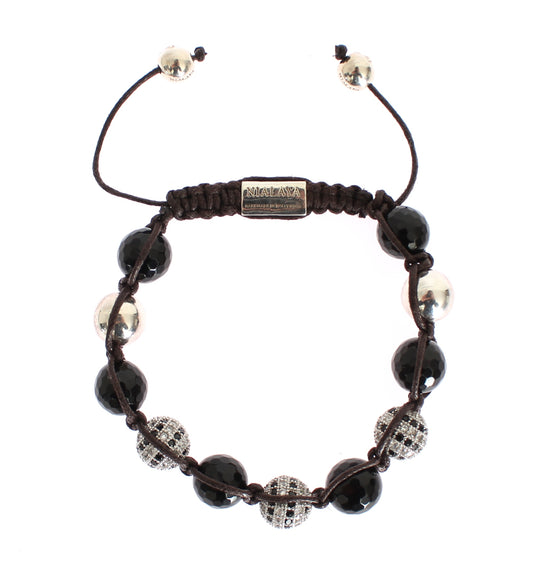 Elegant Black Silver Beaded Bracelet