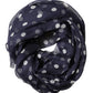 Blue Polka Dot Silk Neck Wrap Shawl 205cm x 132cm Scarf