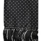 Black Polka Dot Fringes Silk Foulard 139cm x 14.5cm Scarf