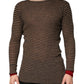 Brown Black Stripes Wool Crew Neck Pullover Sweater