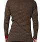 Brown Black Stripes Wool Crew Neck Pullover Sweater
