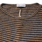 Brown Black Stripes Wool Crew Neck Pullover Sweater