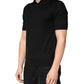 Black Silk Collared Short Sleeve Polo  T-shirt