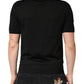 Black Silk Collared Short Sleeve Polo  T-shirt